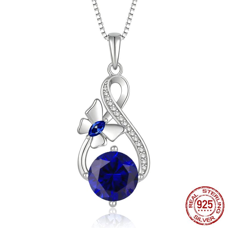 OZAN 925 Sterling Silver Pendant Blue CZ Infinity Love Butterfly Fashion Gemstone Jewelry for Women Girls Anniversary Gift