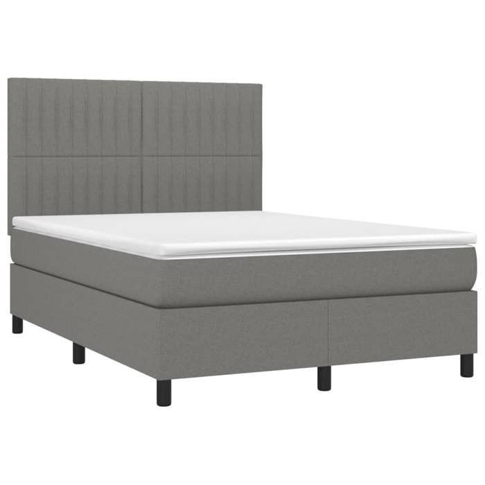 Maison Exclusive - Sommier à lattes de lit et matelas et LED Gris foncé 140x190 cm