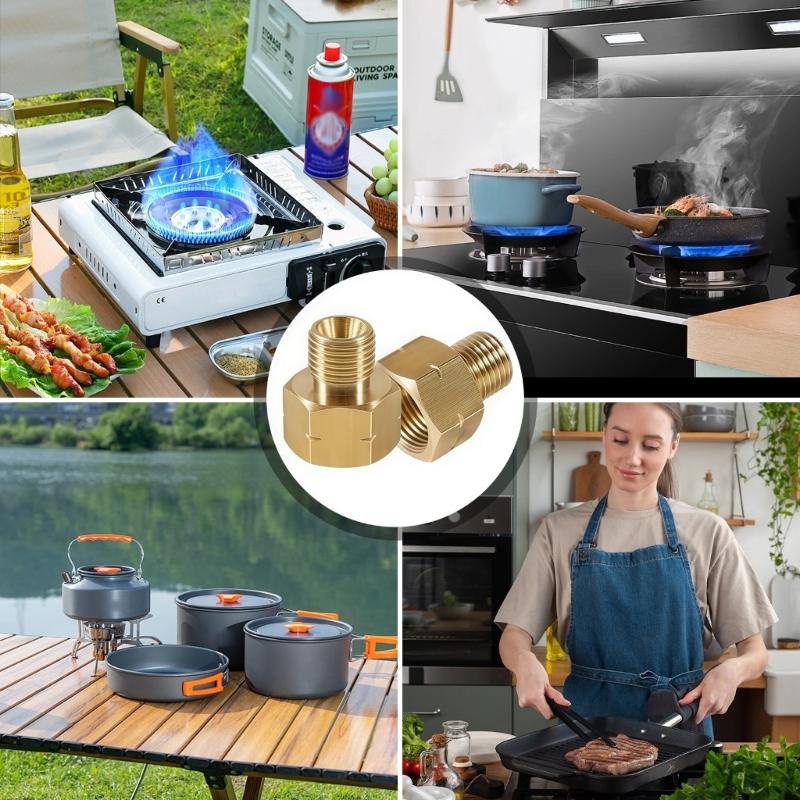 2Pcs Brass Gas Adapter Converter Gas Line Adapter Pipe Connectors 1/4 x 3/8Inch Hose Fittings Connectors for Gas Stove