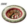 Comfortable Barefoot Floor Mat Round Christmas 3D Rug, Optical Illusion Area Santa Claus Gnome Quilted-Like Patterned Rug Anti-slip Washable