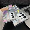 Тонкий чехол для телефона с цветочным узором и перьями для Samsung S25 Ultra S24 FE S23 A56 A36 A16 A55 TPU, ударопрочный, с мягким краем, блестящий, жесткий, из поликарбоната, задняя крышка