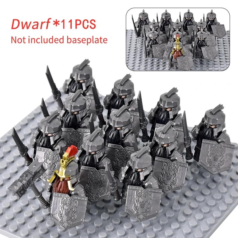 MOC Средневековый Гном Воин Эльфы Рыцари lotr Фигурки Строительные Блоки Аксессуары Броня Щит LOTR DIY Игрушки Для Детей подарок