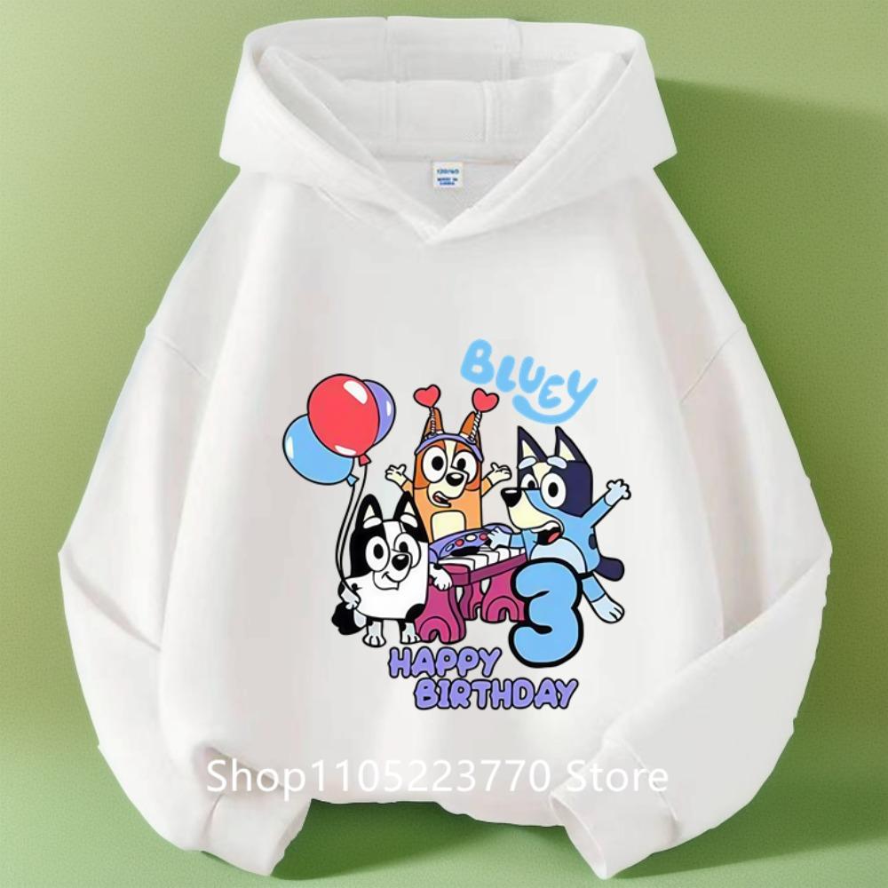 Детская толстовка с капюшоном Bluey Осень Зима Теплая Мягкая Пуловер Удобная Одежда для Игр для Мальчиков Девочек