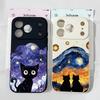 Ретро Масляная Живопись Ван Гог Черная Кошка Чехол для Телефона Для iPhone 15 17 Pro 16 14 13 12 11 XR XS Max 7 8Plus Черный Силиконовый Чехол Capa