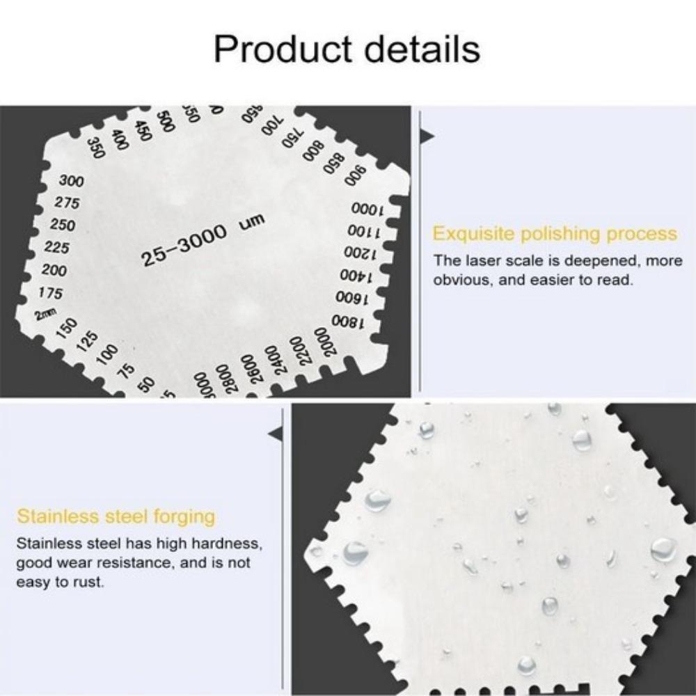 Stainless Steel Paint Coating Hexagon Wet Film Comb Anticorrosion Not Easy To Rust Wet Diaphragm Thickness Gauge Silver
