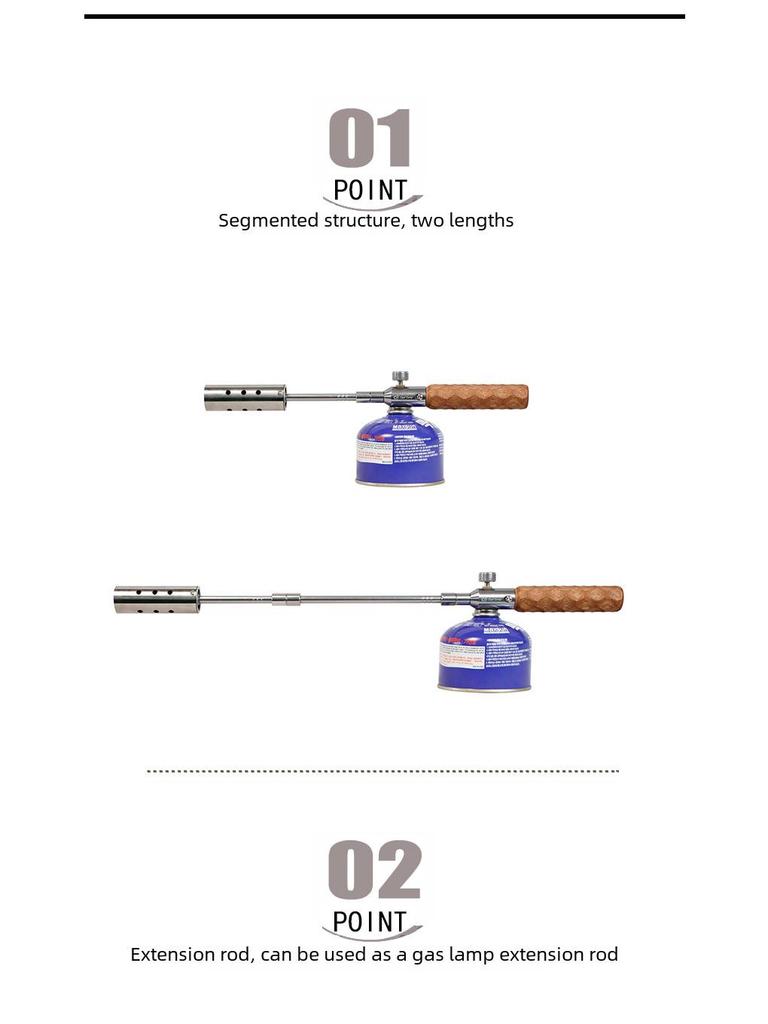 COOLCAMP Портативный ручной газовый огнемет с деревянной ручкой для кемпинга на открытом воздухе с барбекю