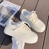 Summer New Leather Muffin Platform White Shoes Women's Board Shoes Solid Color Women's Casual Sneaker Women's