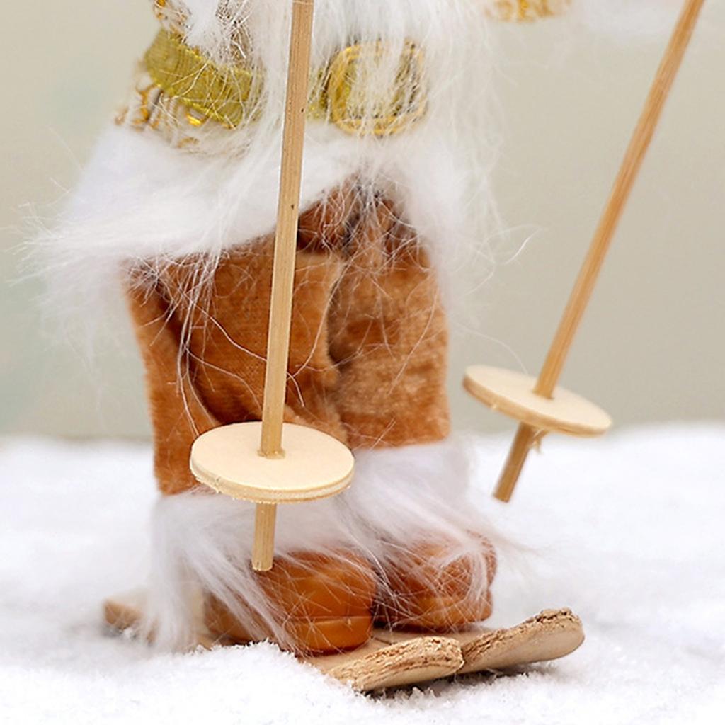 Рождественская кукла Санта-Клаус на лыжах, Веселое украшение в виде лыжника Санта-Клауса украсит ваш рождественский стол