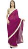 Atasi Women's Ethnic Solid Plum Sari Casual Georgette Saree With Blouse