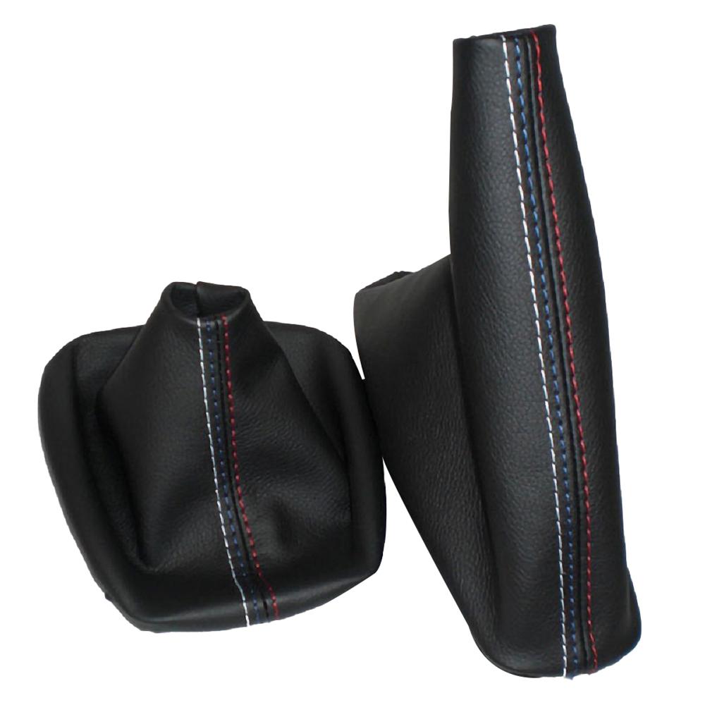 For BMW 3 Series E36 E46 E30 E34 M3 Z3 Black Leather M Accessories Car Gear Shift Collars Manual Handbrake Gaiter Boot Cover