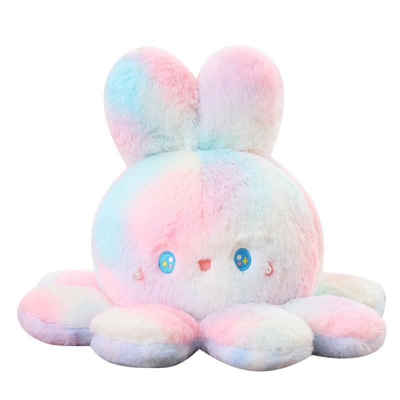 COD Cute Double-Sided Octopus Octopus Rabbit Doll Transformation Flip Plush Toy Octopus Pillow Rag Doll Birthday Gift Cute Super Cute Female