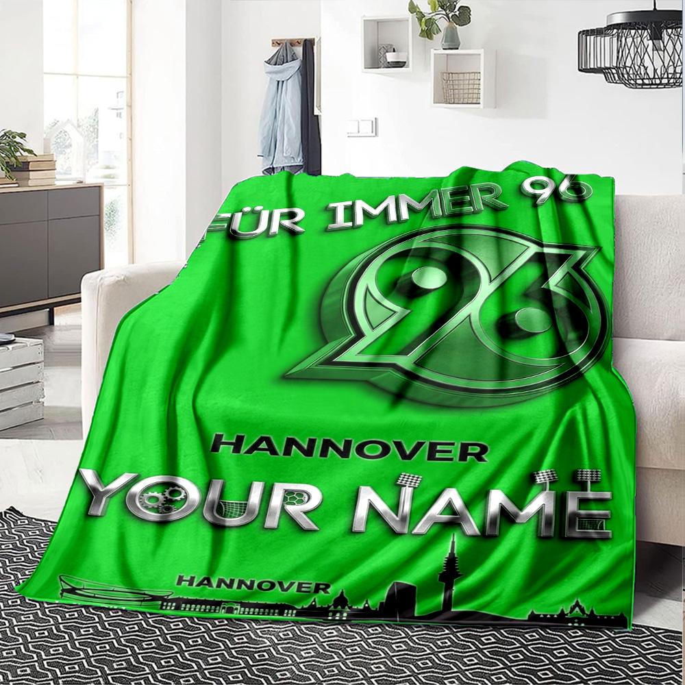 Name Custom Hannover 96 Logo Print Flannel Blanket High Quality Warm Comfortable Cover for All Seasons Perfect for Gifts Home Decor