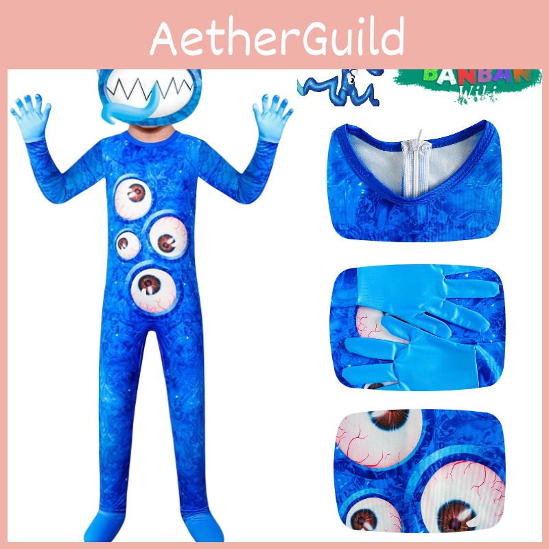 Unisex Halloween Cosplay Outfit For Children In Banban Garden Blue Polyester Fiber