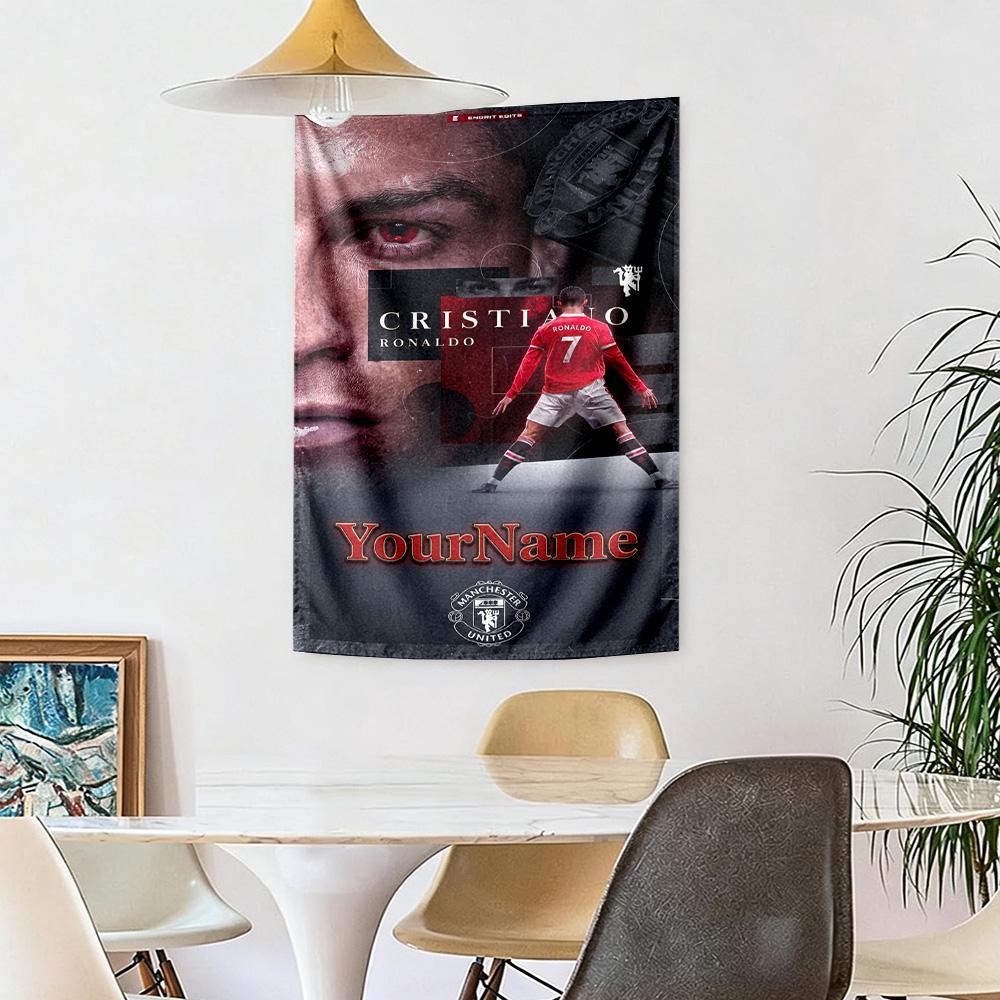 Cristiano Ronaldo Custom Your Name Wall Decor Tapestry Art For Pet Memorial Birthdaywedding Party Backdrop Family Gift