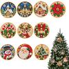 10Pcs DIY Christmas Ornament Diamond Painting Wooden Pendant Pearl Gem Hanging Decor Kit 10cm
