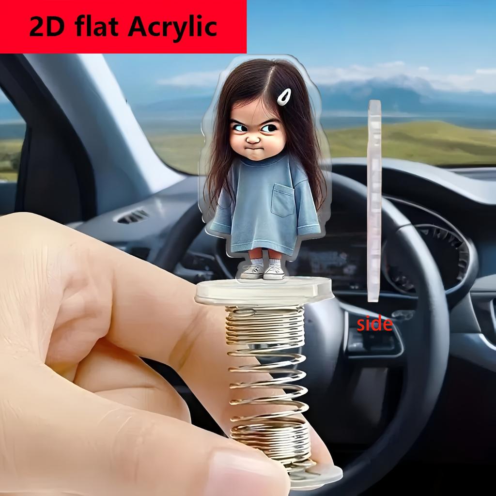 Плоская акриловая 2D фигурка на приборную панель автомобиля, Милая качающаяся фигурка девушки, Идеальный подарок для семьи и друзей, Универсальная для дома, офиса и украшения автомобиля