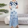 Women's Casual Fashion Print Long Dresses V-Neck Short Sleeve Dresses