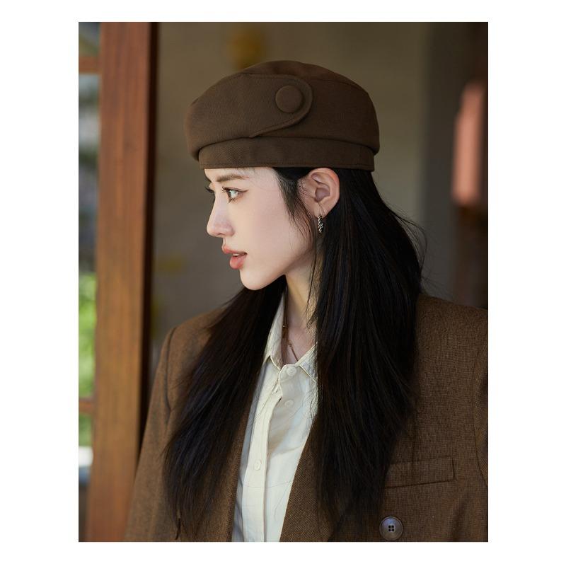 Осенне-зимняя новая шляпа, женский берет на пуговицах, осенне-зимняя шляпа художника, художественная ретро-шляпа Bud