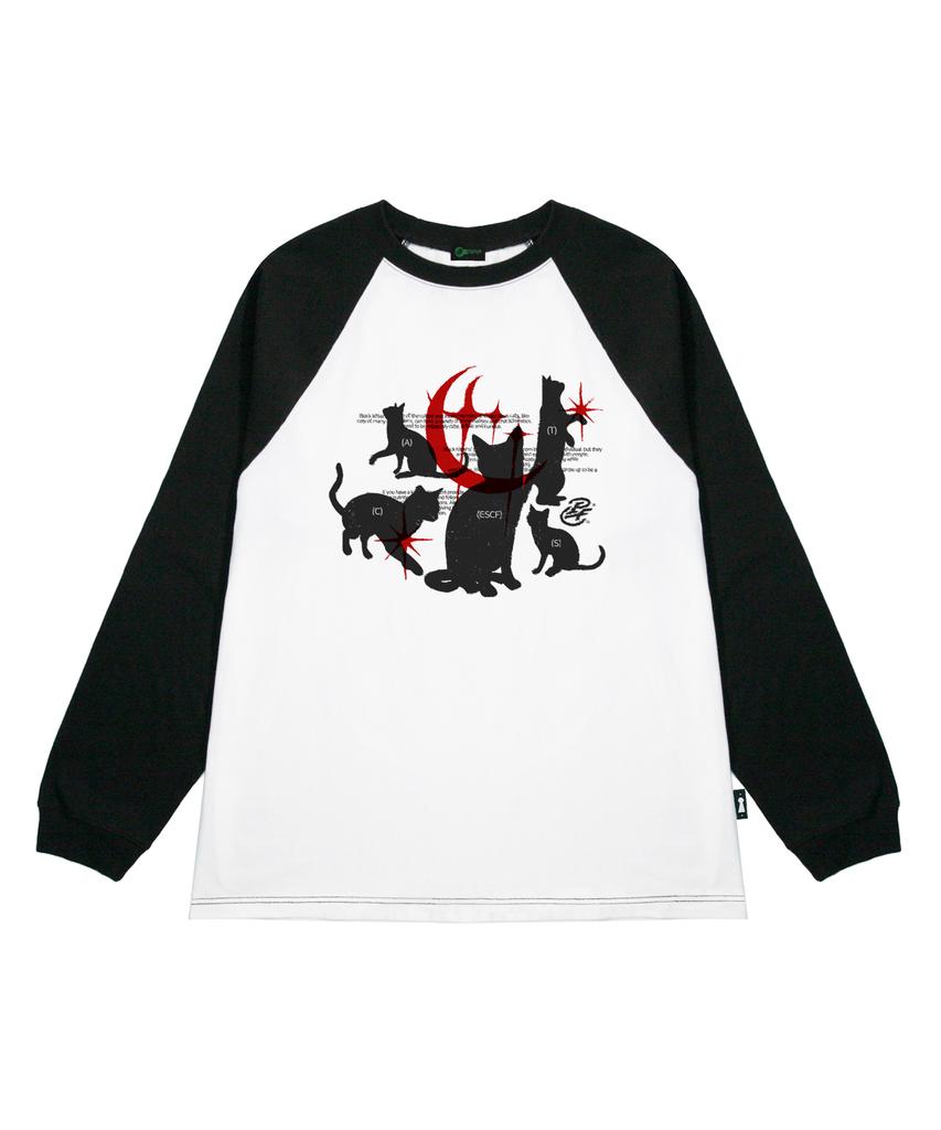 ESCAPEFROM Black Kitty Cats Print Long Sleeve Black