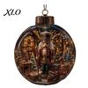 Holiday Home Decor Glowing Christmas Ornament with Lanyard, Unique Styles Miniature Glass Pendant LED Winter Wonderland Party Supplies Light,