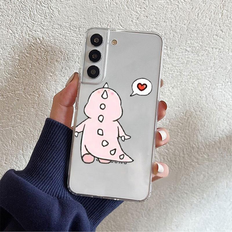 Маленький динозавр милый прозрачный чехол для Samsung Galaxy S22 S20 FE S21 S10 S9 Plus Note 20 Ultra 10 Lite мягкий чехол для телефона