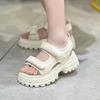 Лето 2025 Новые Сандалии Женские на Платформе с Открытым Носком на Толстой Подошве Обувь на Плоской Подошве Женские Элегантные Гладиаторские Сандалии