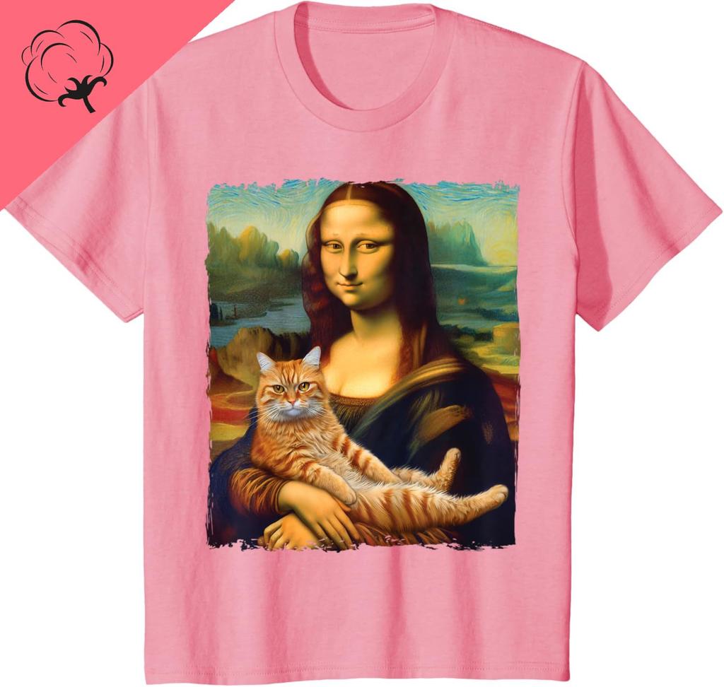 Mona Lisa Holding Cat Kitty for Cats Lover Cat Dad Cat Mom TShirt Y2k Clothes Unisex Unisexs Clothing 100 Cotton Harajuku Goth
