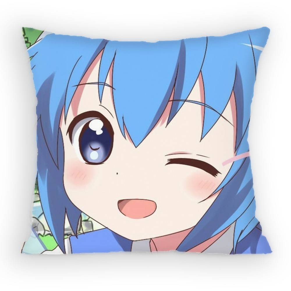 TOUHOU Project Cirno Cute Anime Girl Pillow Case Sofa Living Room Bedroom Headboard Backrest Cushion Square Cushion Nap Time