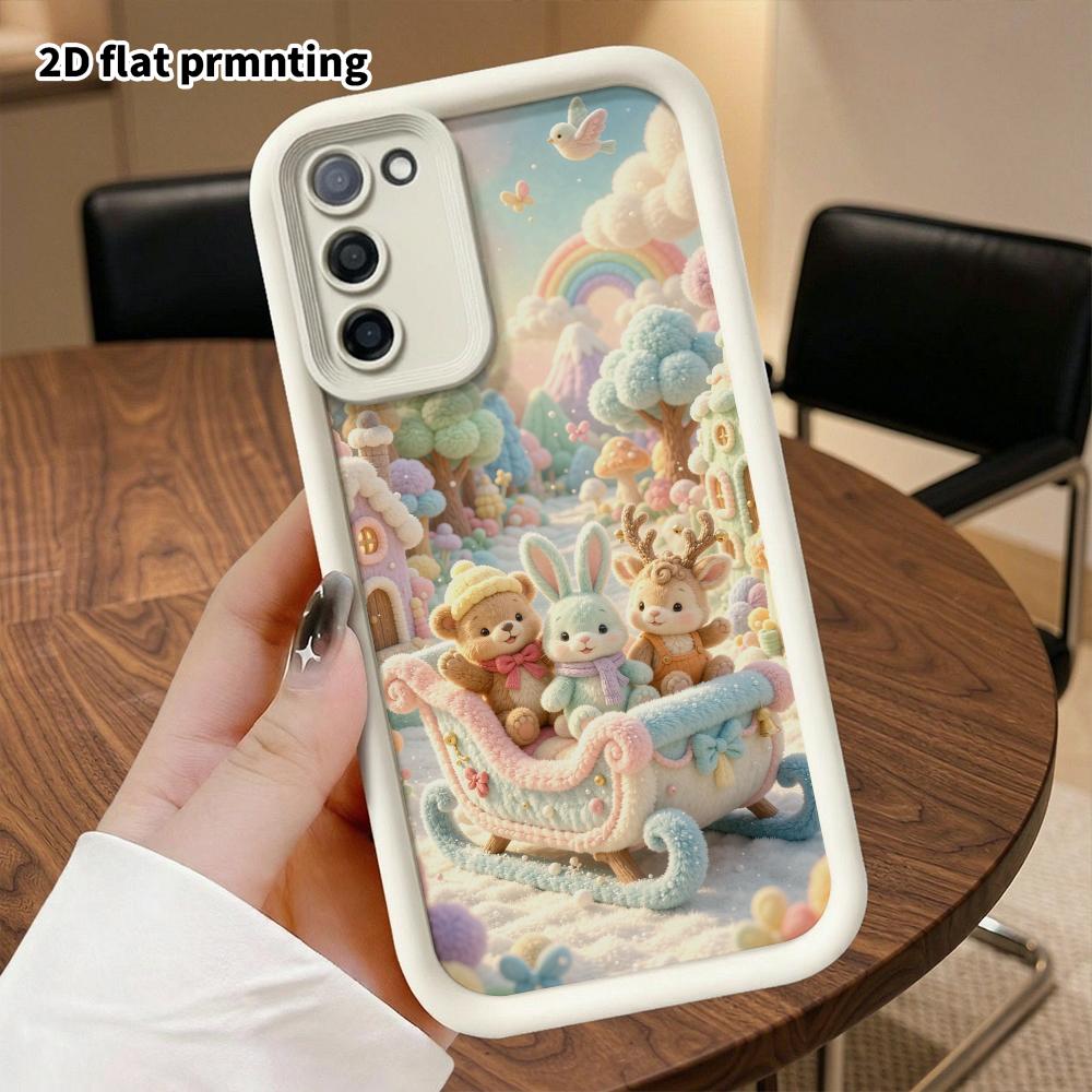 Phone Case: 2D flat, fits Samsung Galaxy A34 A35 M05 M06 S20 S22 S21 FE Plus 5G protective case, sledding paradise, perfect Christmas and Halloween ho