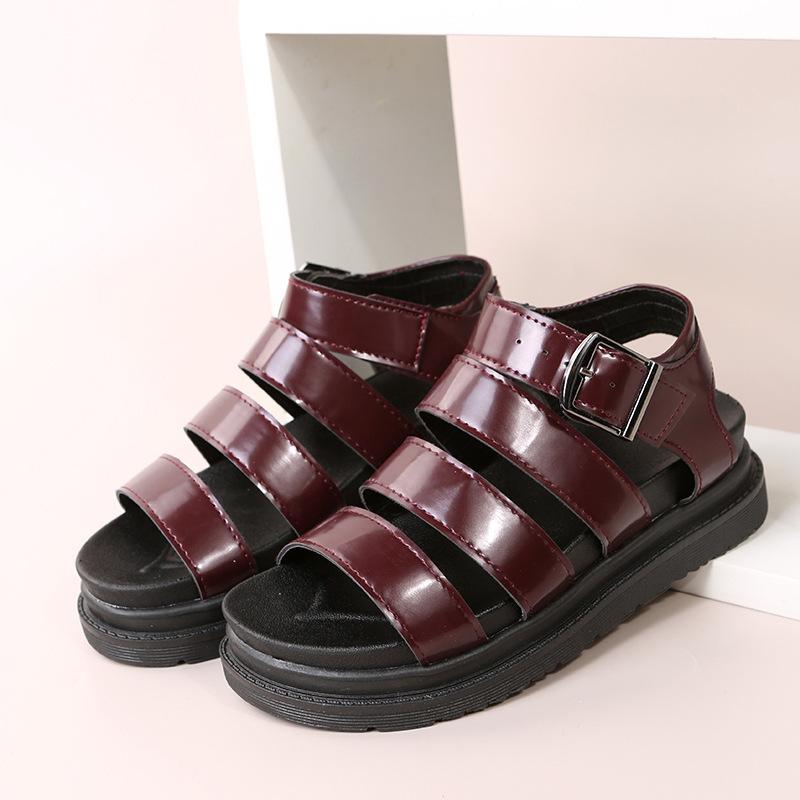 Модные женские сандалии 2025 Новые сандалии на платформе С открытым носком Металлическая пряжка Строчка Римские сандалии Большой размер Тренд Повседневные Спортивные женские сандалии