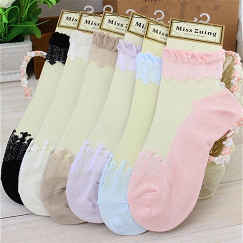 Fashion Lace Ruffle Ankle Soft Mesh Knit Frill Women Trim Women Transparent Socks