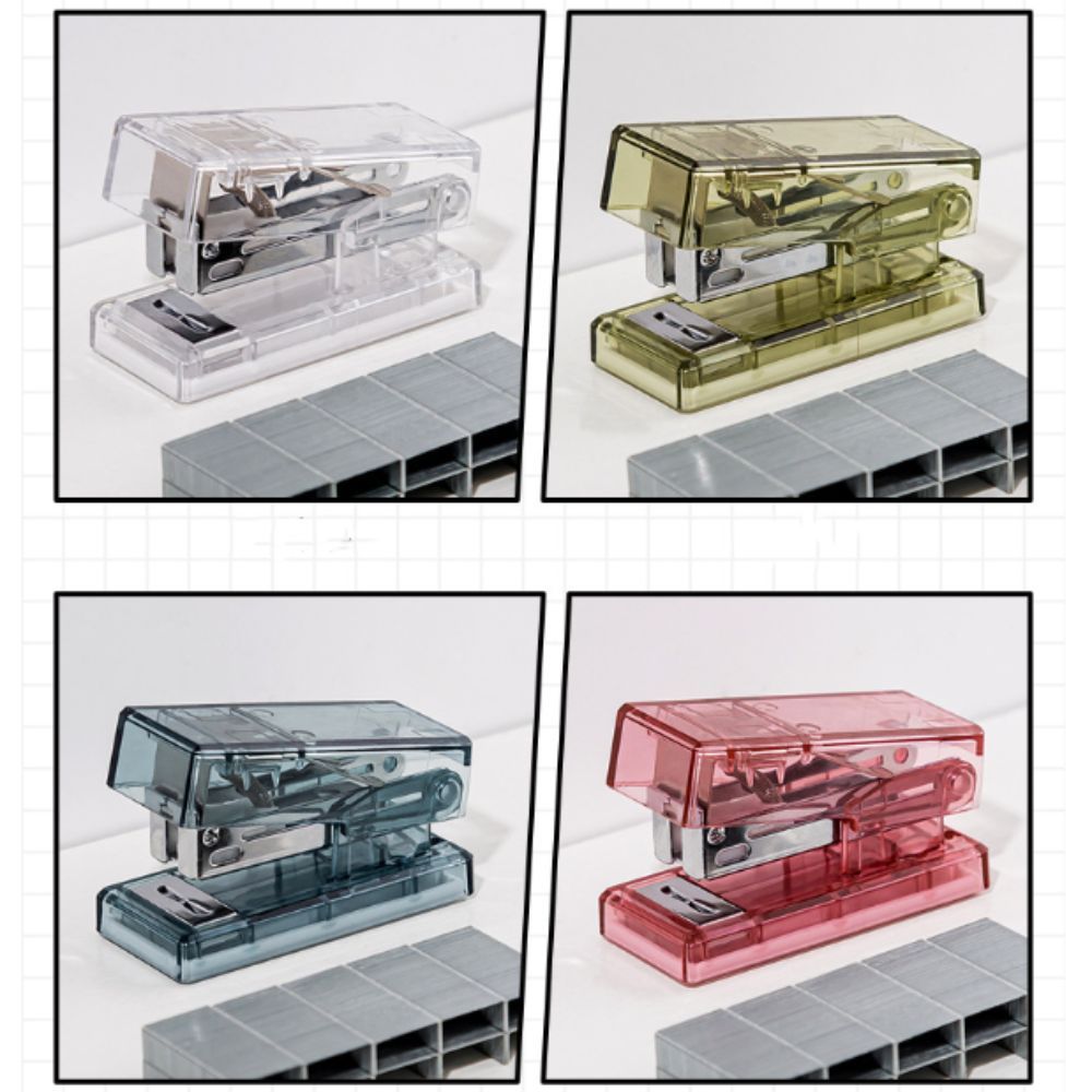 Mini Mini Stapler with 1000 Staples Transparent Office Binding Tools Portable Durable Paper Staplers School Office Supplies