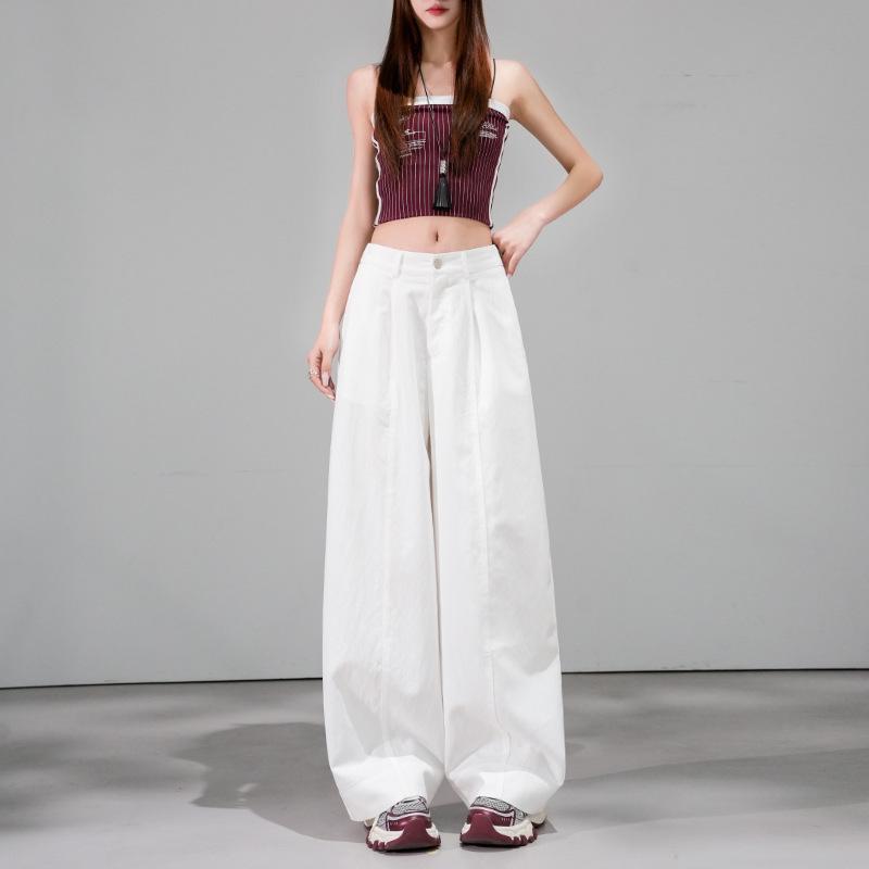 White scimitar pants women's new summer thin Tencel pants Korean loose wide-leg casual pants