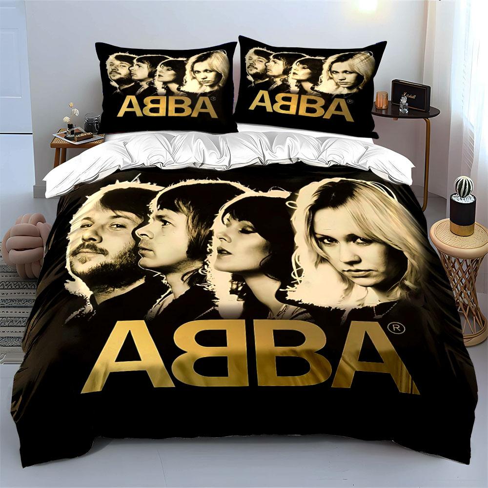 Golden ABBA Portrait Design Bedding Duvet Cover Set Duvet Cover Pillowcases (1*Duvet Cover 2*Pillowcases, without duvet insert)