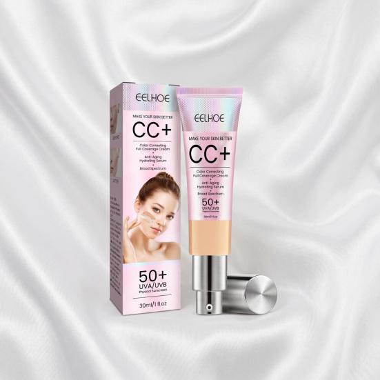 30 мл CC-крем Корректирующий цвет Полное покрытие Тональная основа SPF 50+ Легкий крем для лица Увлажняющий Стойкий Водонепроницаемый Натуральный Увлажнитель