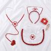 Ruffle Fringe Edge Nurse Costume Accessories Red Cross with Heart Nurse Headband  Halloween Party