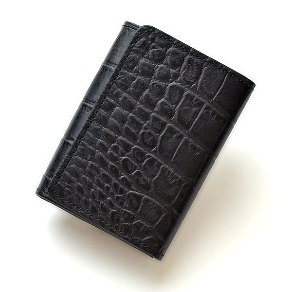 Кошелек-трифолд Romeo Crocodile в черном цвете