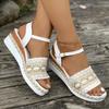 Fashion Plus Size Wedges Bohemian Sandals for Women Summer 2025 Platform Thick Bottom Sandles Woman Embroidery Lightweight Rome Sandals