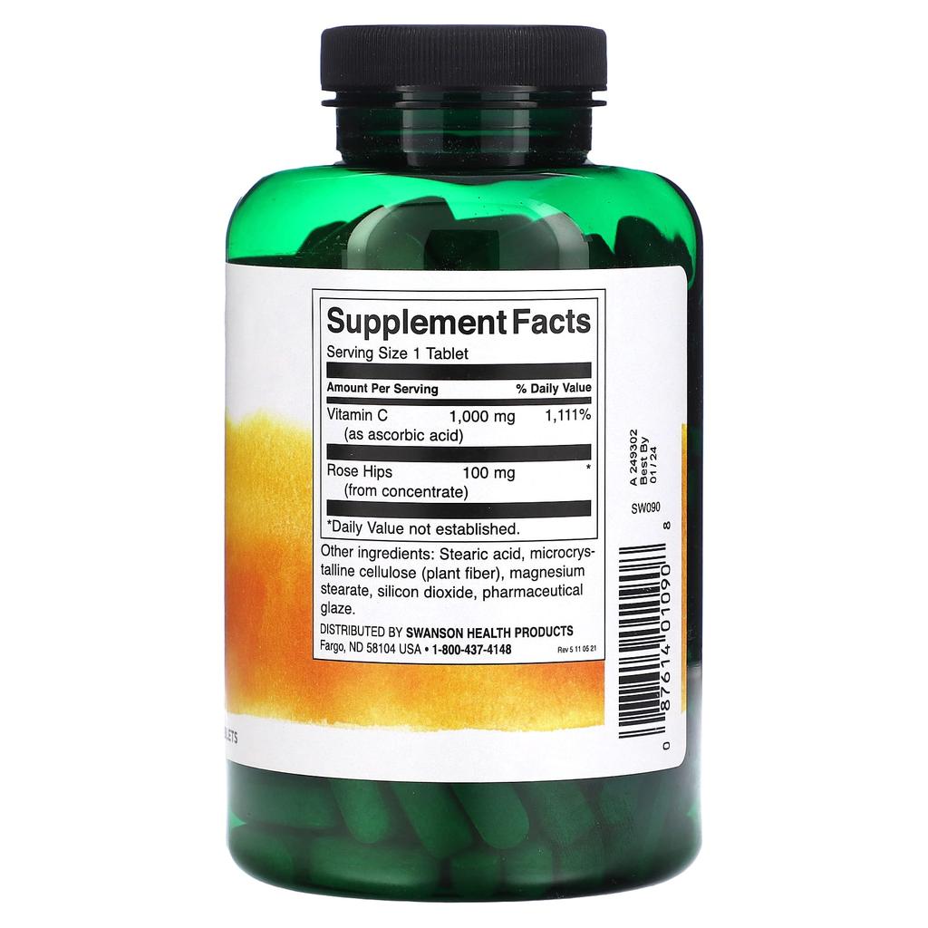 Vitamin C with Rosehip, 1,000Mg, 250 Tablets
