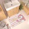 Christmas Pink Snowman Striped Non-slip Rug Living Room Entrance Welcome Door Mat Bedroom Bedside Foot Mat Christmas Decorations