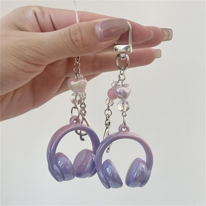 Милые Сладкие Наушники Любовные Бусины Цепочка для Мобильного Телефона Брелок Подвеска Шарм для Рюкзака Украшения для Сумки Подарок для Девочки