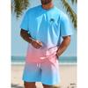 Hawaiian Style Men's T-shirt Beach Pants Suit Daily Casual Stylish Men's Short-sleeved Top Outdoor Vacation Men's Athletic Short