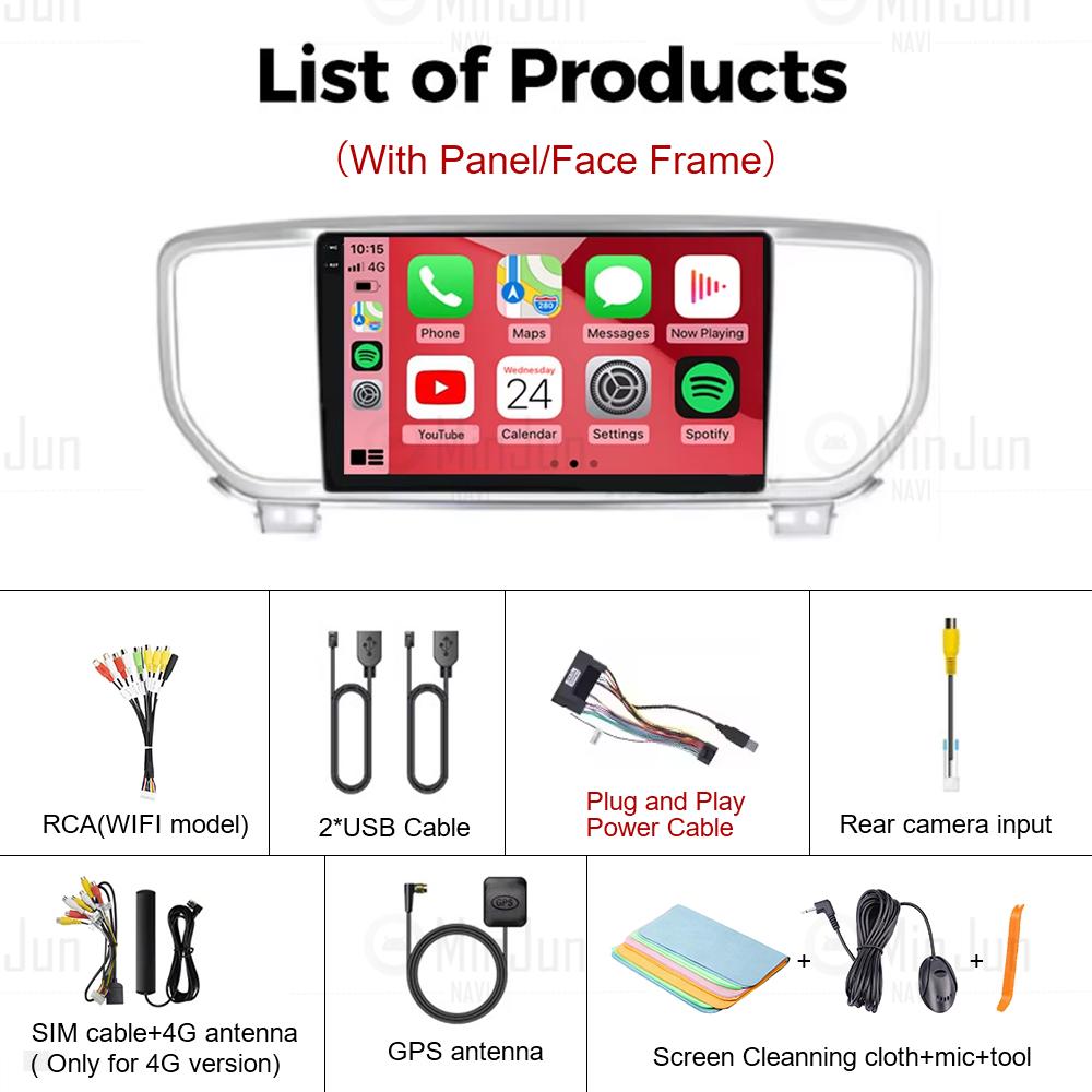 Для Kia Sportage 4 QL 2018 - 2022 Android 14 Беспроводной Carplay Автомобильный Радио Навигатор GPS Мультимедийный Плеер Стерео Wi-Fi+4G Auto BT