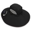 Sun Hat Wide Brim Breathable Sun Proof Fisherman Hat with 2 Solar Fans 3 Speed Adjustable Windproof Belt for Men Black