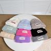 Children's Knitted Hat Lace Cloth Label English Embroidery Wool Beanie Autumn and Winter Warm Thickened Baby Ear Protection Hat