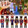 Christmas Wooden Nutcracker Ornaments Set Xmas Tree Walnut Soldier Hanging Pendant Puppet Toy Home Decor Festival New Year Gifts