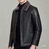 Кожаная куртка мужская куртка плюс бархат и утолщенный мех универсальная одежда для пап среднего и пожилого возраста свободная и повседневная