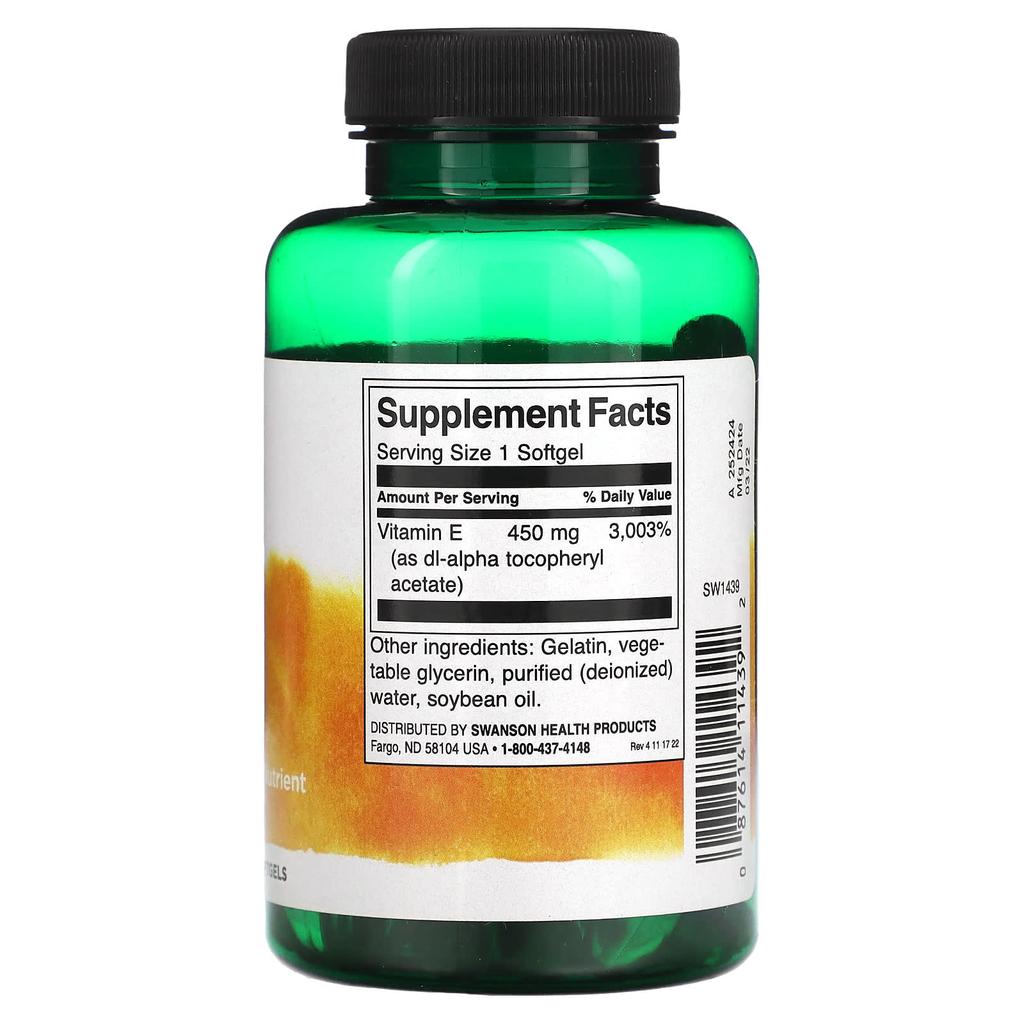 Swanson, Vitamin E, 1,000IU, 60 softgels