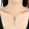 Shining Diva Fashion Stylish 18k Rose Gold Plated Crystal Butterfly Chain Pendant Chain for Girls