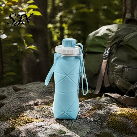 Portable Silicone Bottle for Travel 600ml Foldable Water Bottle, Food Grade Telescopic Lightweight Outdoor Cycling Container Hiking Fitness Cup Office